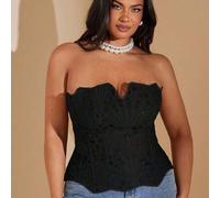 Shein Bralette de espina de pescado talla grande para mujer, con lazo, camiseta corta estilo Y2K, adecuado para principios de otoño, primavera/verano