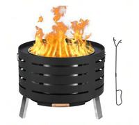 Shein Brasero sin humo de 66 cm, brasero de leña para exteriores con cenicero extraÃble, tapa de bambú y cubierta resistente a la intemperie, brasero por