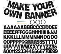 Shein Brillo Negro 116 PIEZAS A-Z Letras DIY Pancarta Personalizada Decoración de Fiesta | 111 Letras&Números,3 Cuerdas,2 Dispositivos de Enhebrado,Decoraci