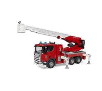 Shein Bruder 03591 - Camión de bomberos Scania Super 560R con escalera giratoria, bomba de agua, módulo de luces y sonido, vehÃculos, camión de bomberos