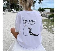 Shein BUONGIORNO TESTE DISABITATE Camisetas holgadas de algodón 100% para mujer, ropa de verano, tops de verano de tallas grandes, serie K-Pop Warrior, tops