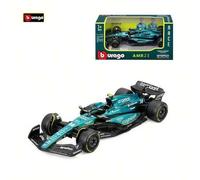 Shein Burago Modelo de coche de aleación AMR23 a escala 1:43, juguete de coche para niños, coleccionable, con puertas que se abren, regalo de cumpleaños pa