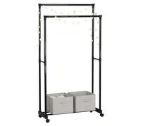 Shein Burro de Ropa, Perchero Cepi Dormitorio Moderno Negro Estructura Metal con Melamina, Doble Barras Ganchos Resistentes para Ropa, Organizador Vestíbulo