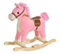 Shein Caballo balancín HOMCOM de peluche rosa con sonidos de animales para niños de 36 a 72 meses, 65 x 32,5 x 61 cm.