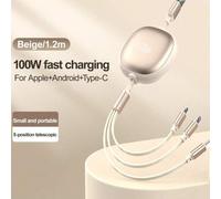 Shein Cable de carga 3 en 1 de 100W de carga rápida y cable retráctil compatible con iPhone y serie , cable de carga de alta eficiencia