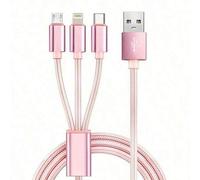 Shein Cable de carga rápida 3 en 1, adecuado para iPhone, teléfonos Type-C, teléfonos Android. Cable de carga USB trenzado de nailon, cable de conexión univ