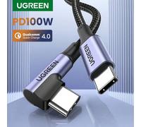 Shein Cable UGREEN 100W PD Type C de carga rápida compatible con Samsung S24 S23 S22 S21 15 Pro Max 90 grados, compatible con iPhone 16, 16 Pro Max, 15, 15