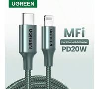 Shein Cable UGREEN MFI PD 20W compatible con iPhone14 13 Pro Max 12 Pro Max 11 Pro, cable USB C a Lightning de carga rápida PD, sincronización de datos, tre