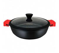 Shein Cacerola Baja Cocina Inducción Antiadherente Titanio ✅ Envíos 24/48h ✅ Cazuela 32cm, Aluminio Fundido sin PFOA, Briebe, Black Titanium, Negro