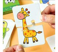 Shein Caja de 32 piezas Juego de cartas de emparejamiento, juguetes educativos Montessori tempranos, rompecabezas de dibujos animados de animales, entrenami