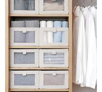 Shein Caja de almacenamiento de tela blanca con ventana visible para organizador de cajones y armarios, plegable y apilable, decoración para festival, decor