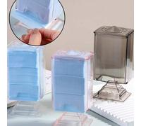 Shein Caja de almacenamiento de uñas de acrílico transparente rosa, contenedor para almohadillas de algodón y toallitas para manicura, organizador de maquil