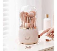 Shein Caja de almacenamiento multifuncional para brochas de maquillaje, 1 pieza Organizador de cosméticos giratorio de 360°, cubo de almacenamiento a prueba