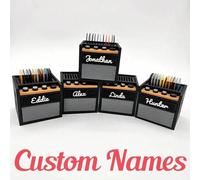 Shein Caja de almacenamiento personalizable para púas de guitarra amplificador 3D impresa, puede contener 11 púas en la parte superior con espacio de almace