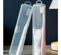 Shein Caja de almacenamiento transparente para cepillo de dientes y pasta de dientes con diseño de hebilla y función de drenaje, conveniente para viajar, se