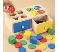 Shein Caja de clasificación de formas geométricas Montessori, juguete educativo para identificación de colores y combinación cognitiva, herramienta de apren