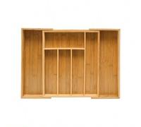 Shein Caja de cubiertos de bambú, inserto de cubiertos extraíble como organizador de cocina, cubertero extensible bambu, inserto de cajón 33x22-39x2 cm, ✅ E