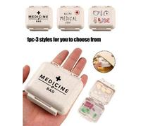 Shein Caja de medicina Mini de 6 compartimentos, caja de medicina portátil con 6 compartimentos, caja de almacenamiento sellada para píldoras, caja de almac