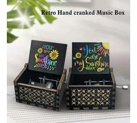 Shein Caja de música de manivela de madera que toca "Eres mi sol", una opción de regalo exquisita, un regalo sorpresa para tu pareja, amigos y familia, adec