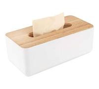 Shein Caja de pañuelos rectangular de plástico moderno, disponible en varios tamaños, con tapa de tono madera natural, caja de almacenamiento creativa para