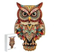 Shein Caja de regalo de Navidad Rompecabezas de madera con forma asimétrica de animal búho Rompecabezas Regalo de cumpleaños Decoración del hogar Regalo úni