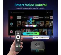 Shein Caja de TV inteligente Android 14, 4K HD RK3518 Quad-Core Set-Top Box, control remoto de voz WiFi 6 Bluetooth 5.0, memoria 2+16GB, sistema Android TV,