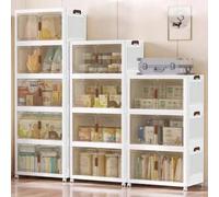 Shein Cajas de almacenamiento de plástico de 60 cm/4 capas con TAPAS, gabinetes de almacenamiento plegables, contenedores apilables multifuncionales con rue