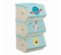 Shein Cajas de Juguetes para Niños, Juego de 3 Cajas de Almacenamiento Apilables y Plegables, con Asas y Tapa Magnética, Habitación Infantil y Cuarto de Jue