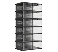 Shein Cajas para Zapatos, Juego de 12 Organizadores Apilables para Zapatos, Juego de 2 Zapatero Plegable y Portátil, hasta talla 46, Montaje en 60s, Transpa