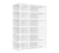 Shein Cajas para Zapatos, Juego de 18 Organizadores Apilables para Zapatos, Juego de 3 Zapatero Plegable y Portátil, hasta talla 46, Montaje en 60s, Transpa