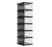 Shein Cajas para Zapatos, Juego de 6 Organizadores Apilables para Zapatos, Zapatero Plegable y Portátil, hasta talla 46, Montaje en 60s, Transparente y Negr