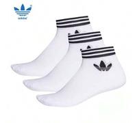 Shein Calcetines deportivos cortos de corte bajo de algodón con absorción de humedad de Adidas Originals, blancos, con suela de toalla, el algodón de cal