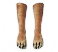 Shein Calcetines divertidos con estampado digital de huellas de patas de animales en 3D, diseño realista en 3D de patas de felinos y caninos