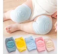Shein Calcetines para bebé con amortiguación de felpa + coderas para gatear y caminar, rodillera con cara sonriente, rodillera de unicolor