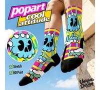 Shein Calcetines para hombre con estampado 360, arte pop, patrones divertidos y caprichosos, coloridos, estilo hip hop callejero, calcetines duraderos HD, m