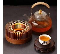 Shein Calentador de aluminio aleado para mantener caliente el té, olla de té con flor, estufa de vela para calentar té, estufa calentadora para hotel, resta