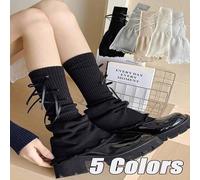 Shein Calentadores de piernas con lazo apilables, nuevo estilo delgado de verano 2025, calentadores de piernas anchos de punto, calentadores de pantorrilla