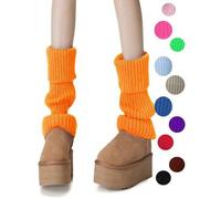 Shein Calentadores de piernas naranja para mujer, calcetines acanalados neón, accesorios de estilo para fiestas de los 80s y 90s, deportes, yoga, Y2k