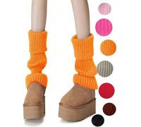 Shein Calentadores de piernas naranja para mujer, calcetines acanalados neón, accesorios de estilo para fiestas de los 80s y 90s, deportes, yoga, Y2k