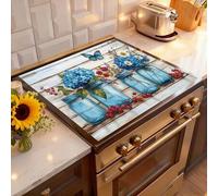 Shein (¡¡¡Caliente!!!) 1 pieza Almohadilla protectora de estufa con flor retro, resistente a los arañazos y al calor, adecuada para estufas de cerámica. Se