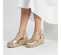 Shein Calzados soraia, Alpargatas de Cuña Media para Mujer - Sandalias de Esparto con Tira al Tobillo y Detalle de Brillos - Zapatos de Plataforma Estilo Bo