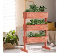 Shein Cama de jardín Vertical elevada, Maceta de 3 Niveles, Maceta de Madera, Maceta, Maceta, Soporte de Escalera Elevado, para Hierbas, Verduras, Flores, j
