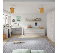 Shein Cama Doble Juvenil Nuit con Estante y Cajones de Almacenaje, Cama Nido Individual con Cama Inferior Extraíble y Amplio Espacio de Guardado, Estructura