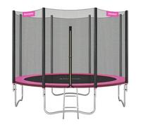 Shein Cama Elástica Infantil Ø 366 cm, Red y Almohadillas de Seguridad, Escalera, Poste Recto de 180 cm de Altura, Marco de Acero, Rosado