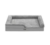 Shein Cama Perro Grande, Caseta para Mascotas, Ortopédica con Espuma Corrugada, Bordes Elevados Acolchados, Funda Extraíble Motivo Rosa Peluche, 122 x 89 x