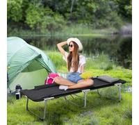Shein Cama plegable Outsunny con almohada (183 x 66 x 33 cm), ligera y portátil, para acampar al aire libre, color negro y plateado