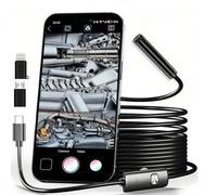 Shein Cámara de endoscopio HD 1920P compatible con iPhone y Android, con lámpara de iluminación, cable semirrígido flexible, 8 luces LED de brillo ajustable