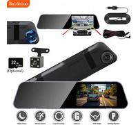 Shein Cámara de salpicadero con espejo retrovisor de 4.5", 1080P HD, tarjeta SD de 32G opcional, cámaras duales, visión nocturna súper, asistencia de estaci