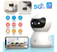 Shein Cámara de seguridad interior con inclinación/giro de 5MP, cámara de seguridad WiFi de 5G/2.4G para bebé/mascota/niñera, almacenamiento en la nube y ta
