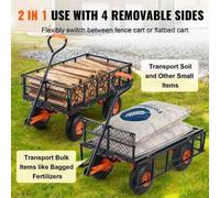 Shein Camión volquete para jardín, carro y vagón de jardín de metal resistente, capacidad de carga de 181 kg, con 4 paredes laterales desmontables y neumáti